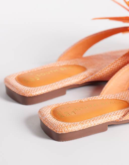 South Beach - Teenslippers met bloemdetail in oranje, 3 van 4