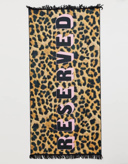 South Beach - Telo mare con stampa animalier e scritta 