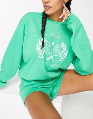 South Beach tennis logo sweatshirt in green