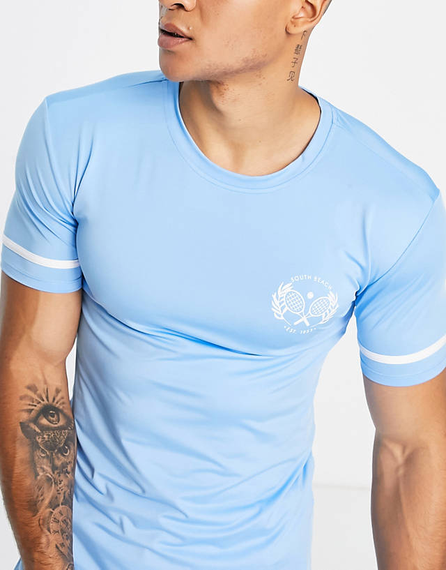 South Beach - tennis t-shirt in blue