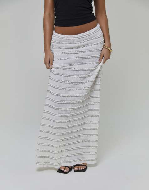 South Beach Textured frill maxi skirt in monochrome - view 1