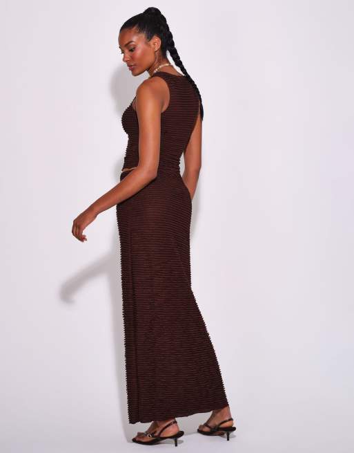 South Beach Textured frill sleeveless top in brown, 4 of 4