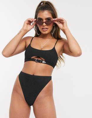 south beach shine tortoise shell cut out swimsuit in black