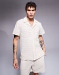 [South Beach] South Beach textured knit beach shirt in cream-White M CREAM