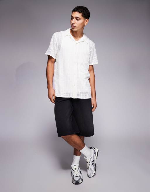 South Beach textured revere beach shirt in cream, 2 of 5