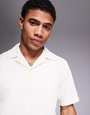 SOUTH BEACH TEXTURED SHORT SLEEVE BEACH SHIRT