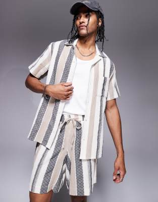 SOUTH BEACH TEXTURED SHORT SLEEVE BEACH SHIRT 