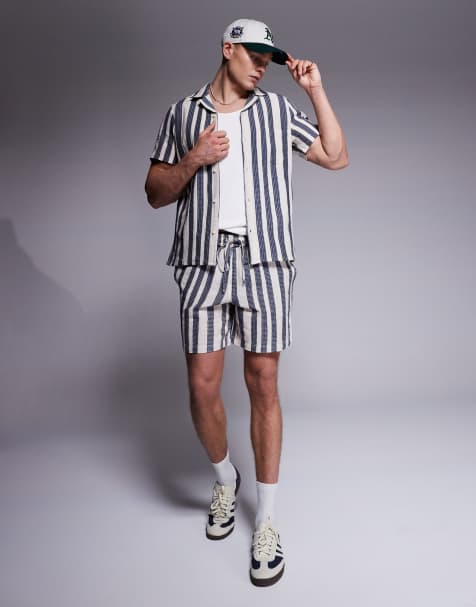 South Beach textured stripe co-ord in blue - view 1