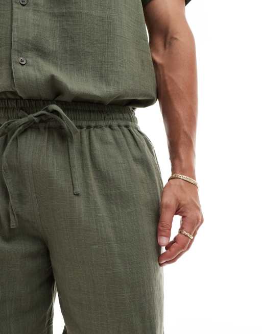 South Beach textured weave beach short in olive, 5 of 5