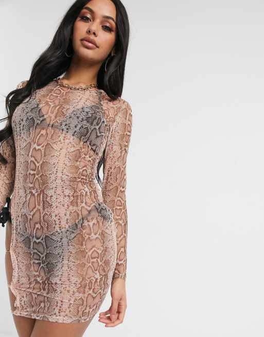 South Beach Thigh Detail Sheer Mini Dress | ASOS