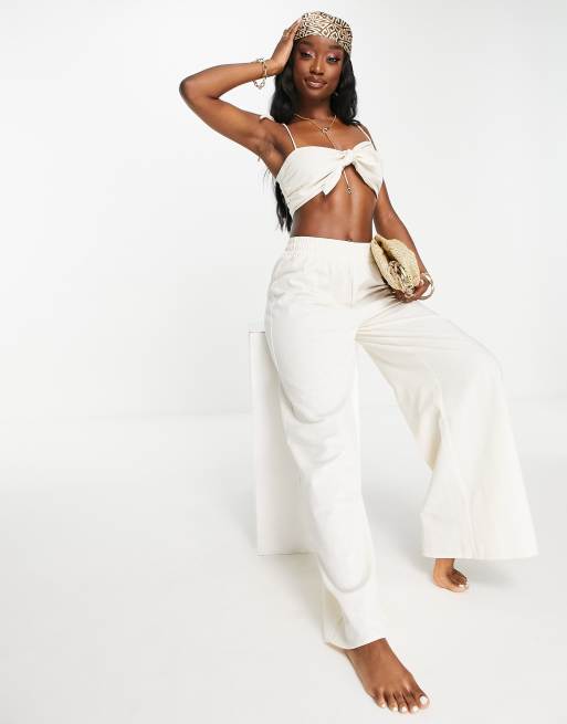 South Beach tie knot front top pants beach set in stone ASOS