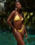 [South Beach] South Beach tie side bikini bottom with frill hem in yellow lace 8 Yellow