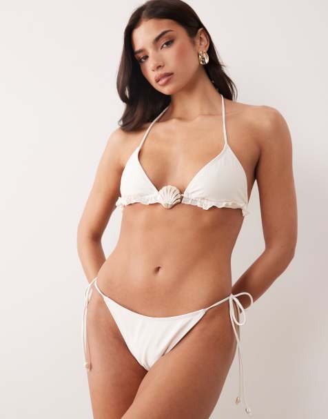 South Beach tie sides bikini bottoms in white - view 1