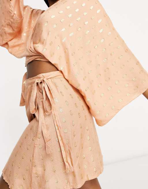 South Beach tie up top and wrap beach skirt co-ord set, 3 of 4