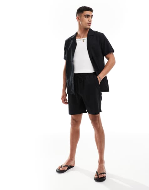 South Beach tonal seersucker stripe beach co-ord in black - view 1