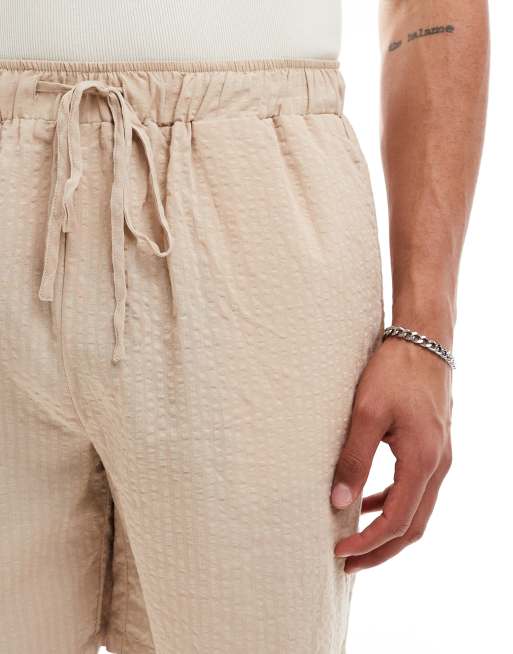 South Beach tonal seersucker stripe beach short in oat, 3 of 5