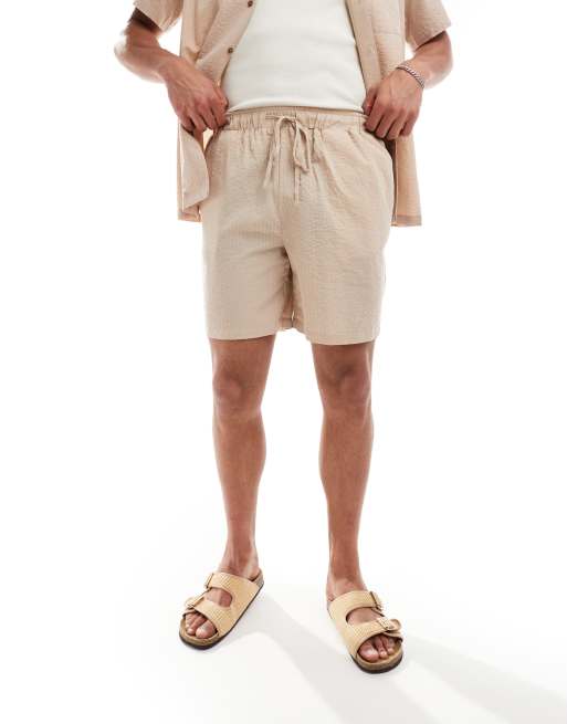 South Beach tonal seersucker stripe beach short in oat, 4 of 5