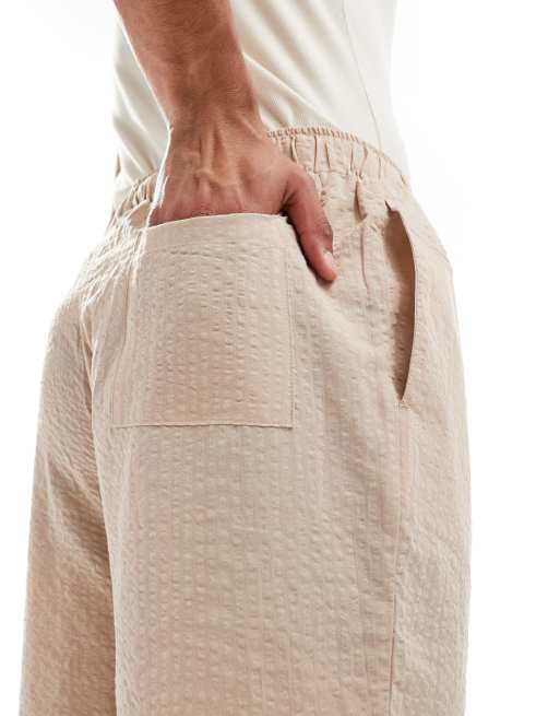 South Beach tonal seersucker stripe beach short in oat, 5 of 5