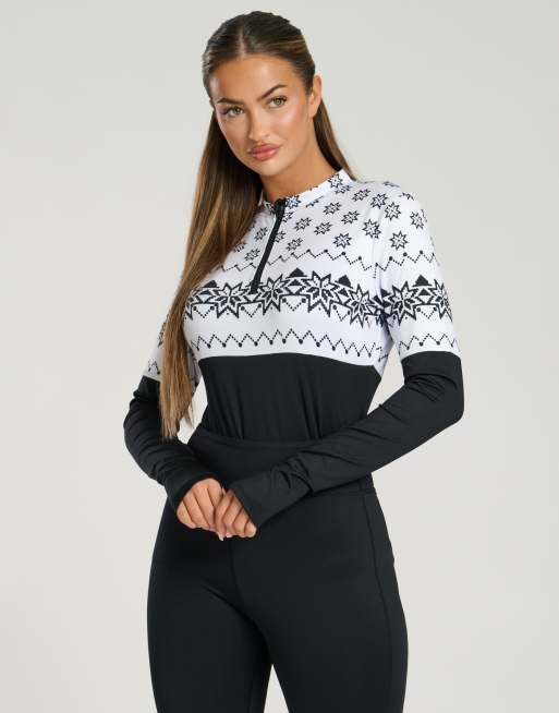South Beach - Top base layer nero con zip corta