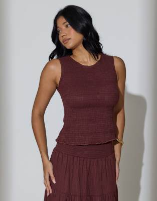 Top sans manches froncé - Marron-Brown 44