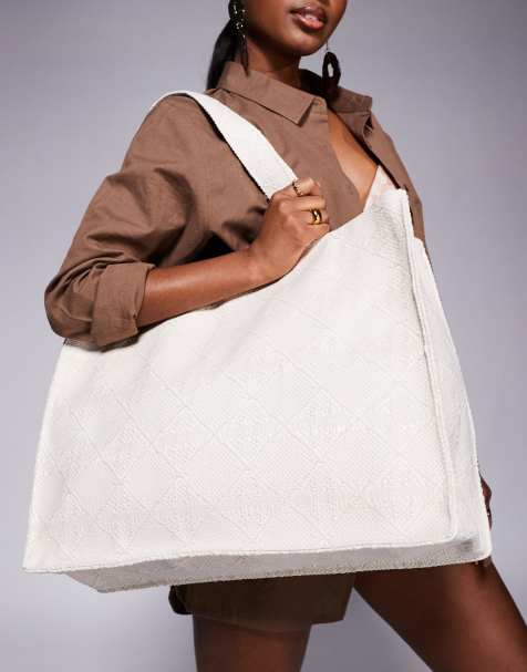 South Beach - Tote bag porté épaule texturé - Crème - view 1