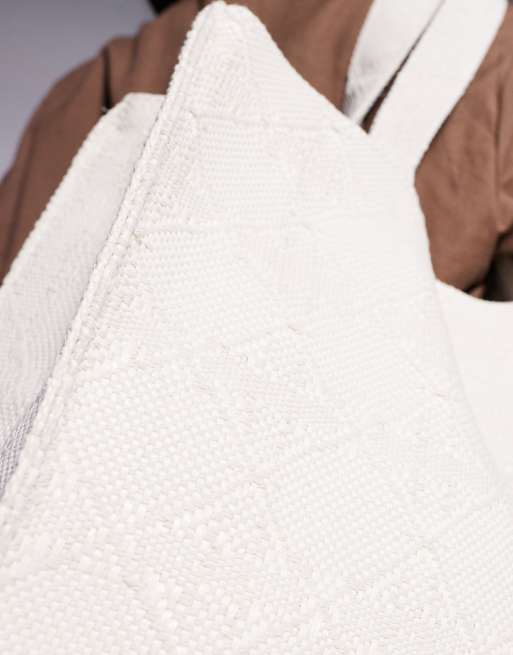 South Beach - Tote tas met textuur en schouderbanden in crème , 3 van 4