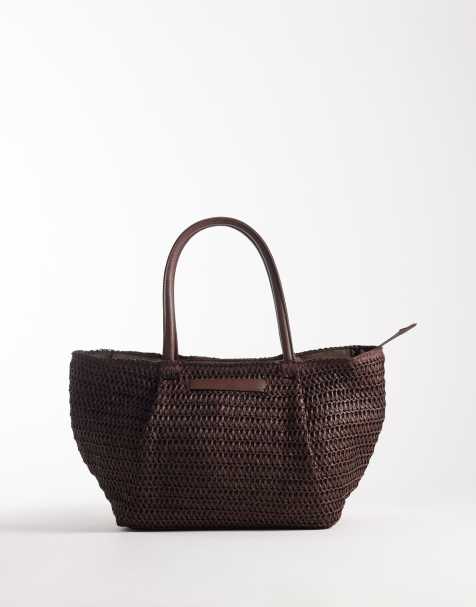 South Beach - Tote tas van stro in chocoladebruin - view 1