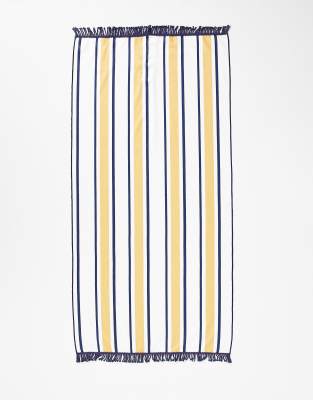 South Beach towel in yellow, blue and white stripes | ASOS