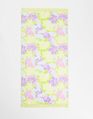 South Beach towel in yellow floral print