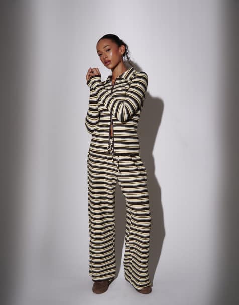 South Beach Towelling stripe co ord in yellow - view 1