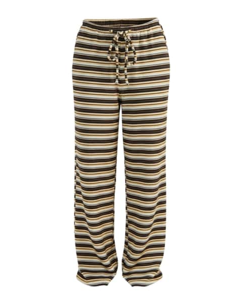 South Beach Towelling stripe wide leg trouser in yellow - view 1