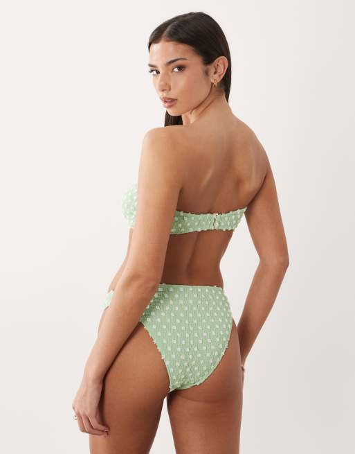 South Beach – Trägerloses Bikinioberteil in Meerschaumgrün mit Polka-Dots, 4 von 4