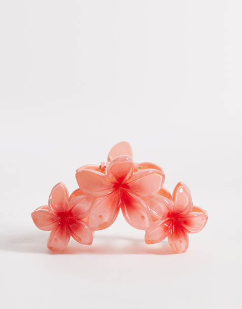South Beach triple flower hair claw clip in pink - view 1