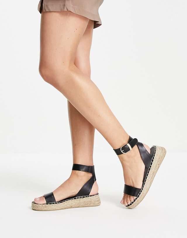 South Beach - two part espadrille sandals in black