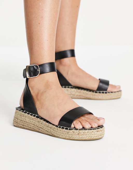 South Beach two part espadrille sandals in black ASOS