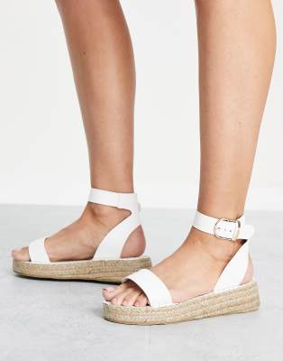 South Beach Cream Linen-Look 2 Part Espadrille Sandals