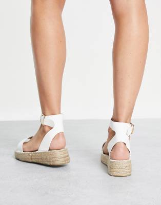 platform espadrille sandals white