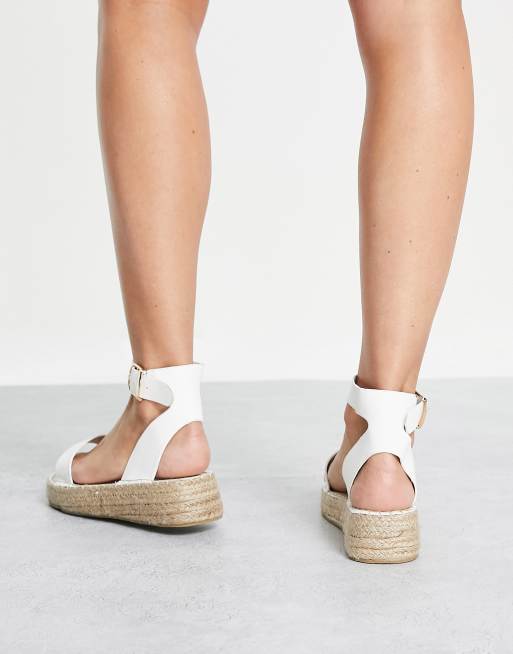 South Beach Cream Linen-Look 2 Part Espadrille Sandals