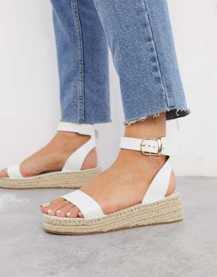 South Beach Cream Linen-Look 2 Part Espadrille Sandals