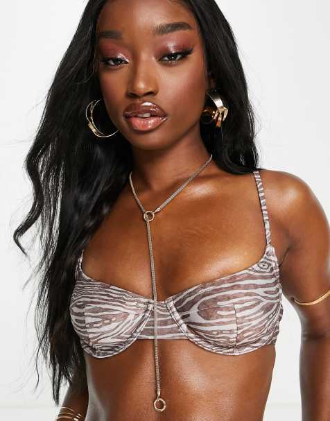 South Beach underwire bikin top in abstract zebra print - view 1