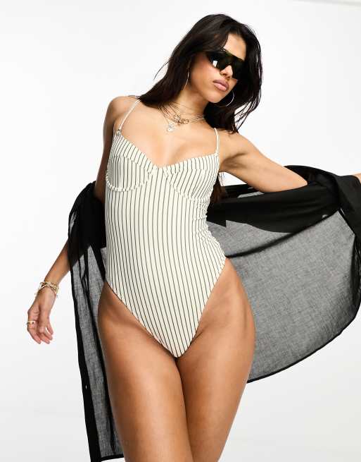 Pinstripe store bathing suit