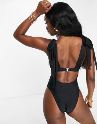 black tie waist swimsuit