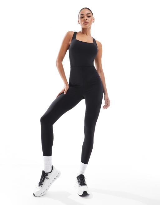 South Beach - Unitard met lage ronde hals in zwart