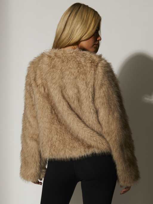 South Beach - Veste en fausse fourrure à double poche - Beige , 3 de 4