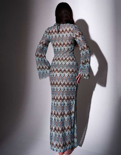 South Beach - Vestito da mare lungo all'uncinetto con decalcomania multicolore, 4 di 4