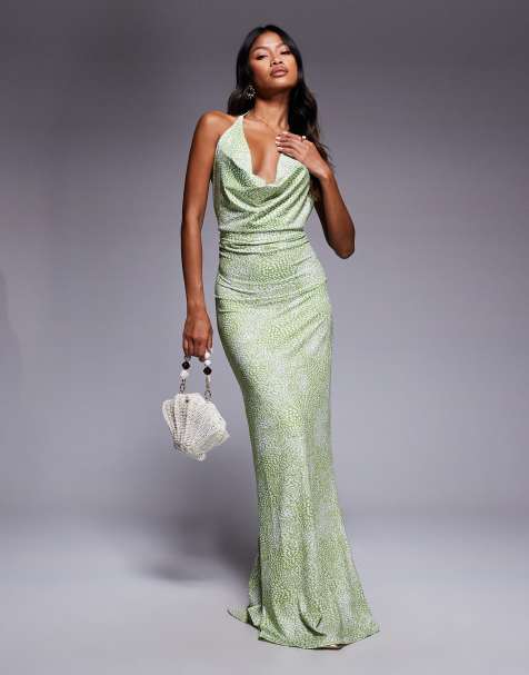 South Beach - Vestito da mare lungo verde multicolore con scollo ad anello - view 1
