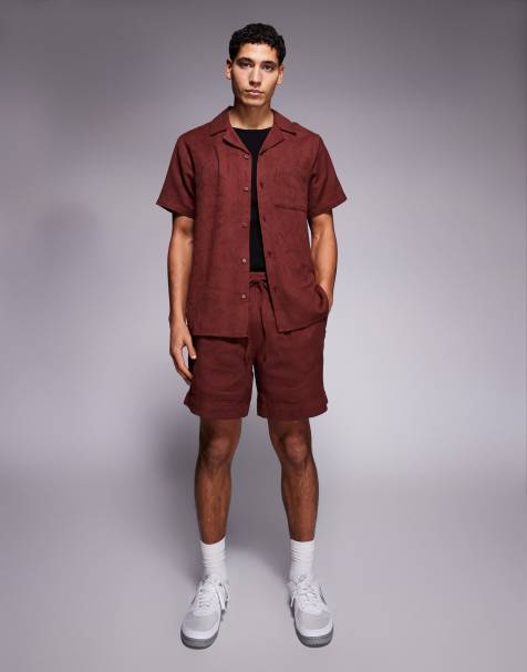 South Beach – Vinröda shorts i jacquardvävd bomull - view 1