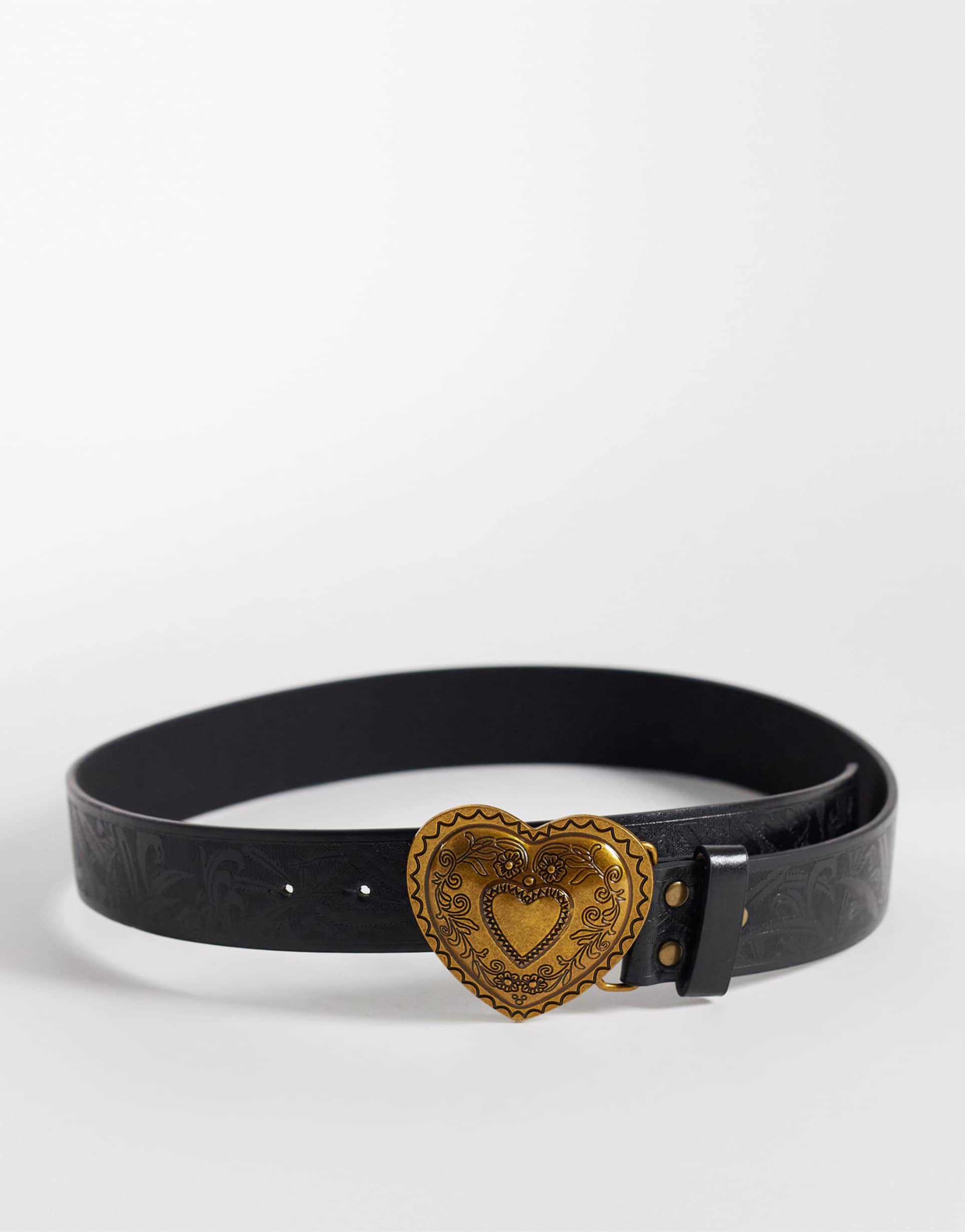 south beach vintage style heart buckle belt in black
