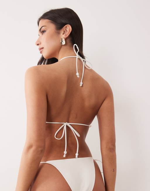 South Beach – Vit bikiniöverdel i trekantsmodell med snäckdetalj, 4 av 4