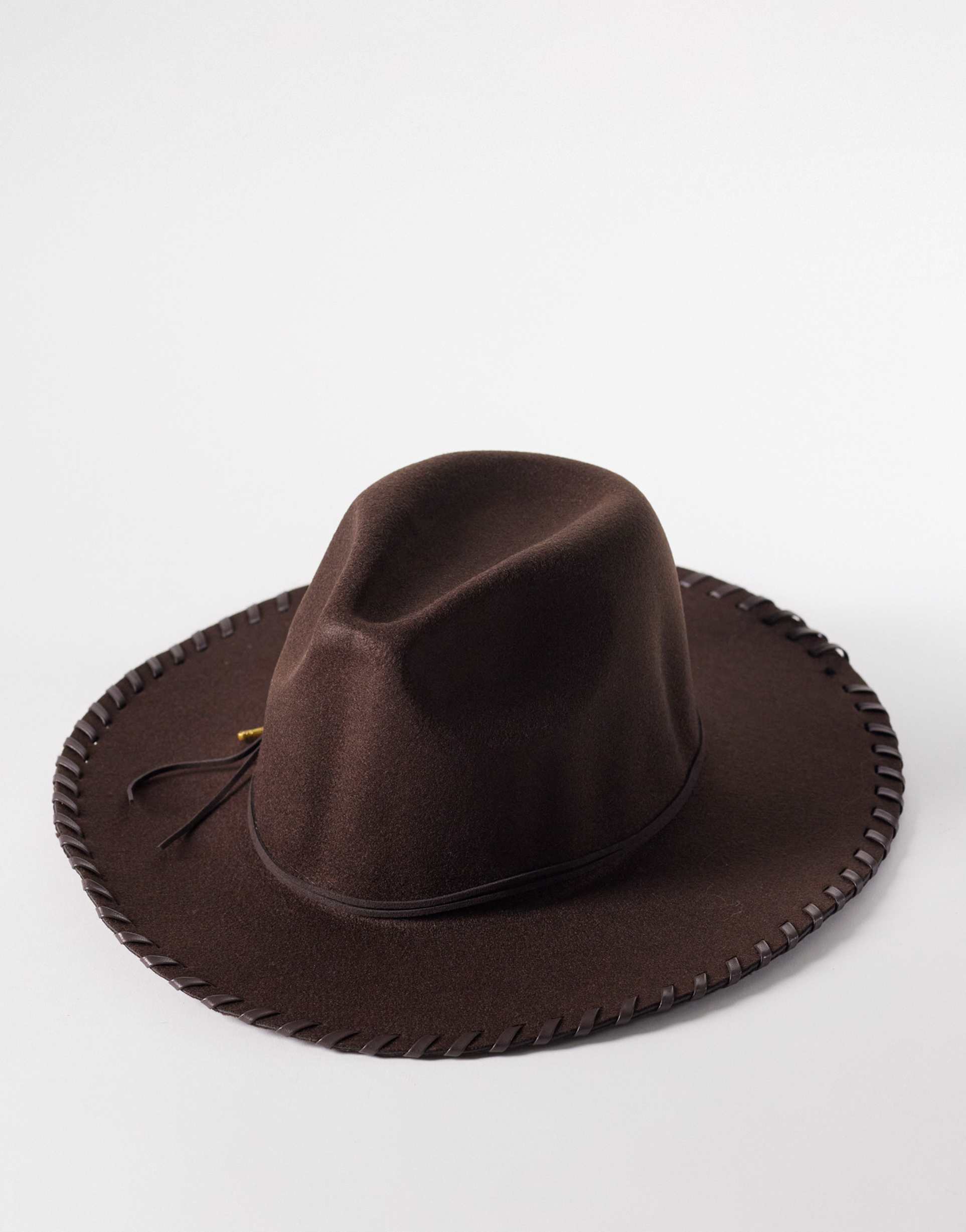 south beach western cowboy hat with stitch detail in chocolate brown
